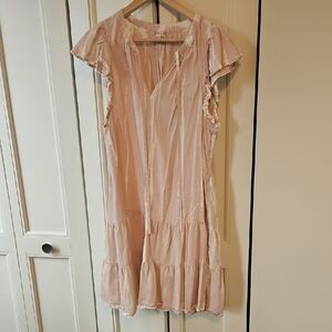 Knox Rose Pink Pleated Sundress with Flutter Sleeves